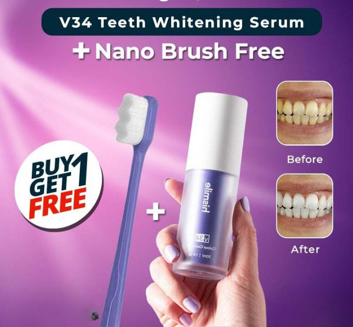Pack of 2 Teeth Brightening Hismiles V34 Colour Corrector Serum + Micro Nano Tooth Brush Deal For Sensitive Gums Toothbrush