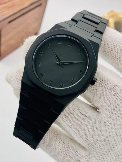 Aura Men's Watch with Arabic Numerals Matte Black Minimalist Analog Watch