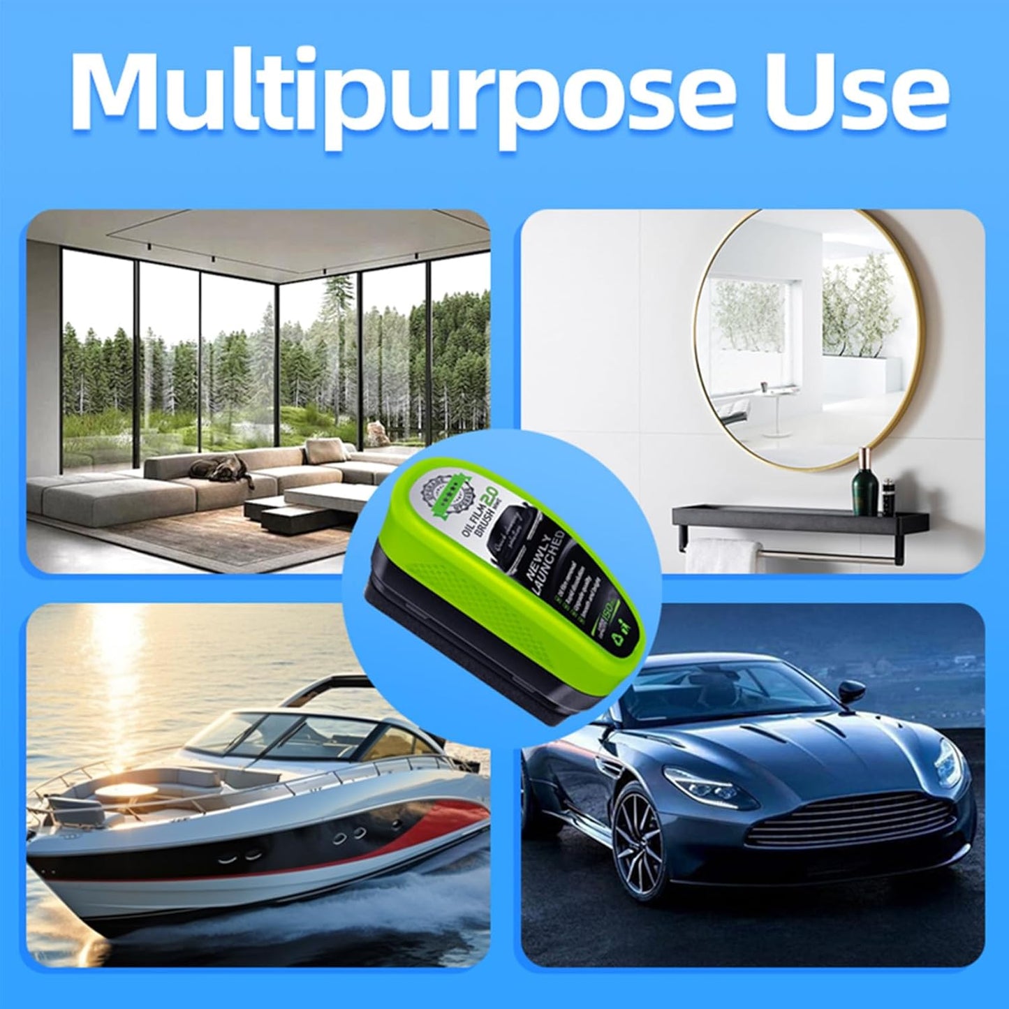 Oil Film Brush 2.0, Clear Vision Glass Cleaner, Clearview Shield Clear Vision Windshield Cleaner, Oil Film Cleaning Brush for Car Windows