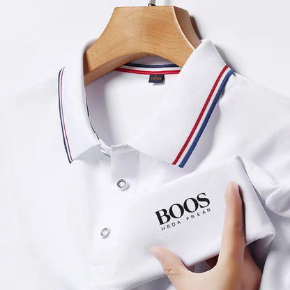 Men's 2025 new business casual short-sleeved Polo shirt, fashionable short-sleeved comfortable and breathable top